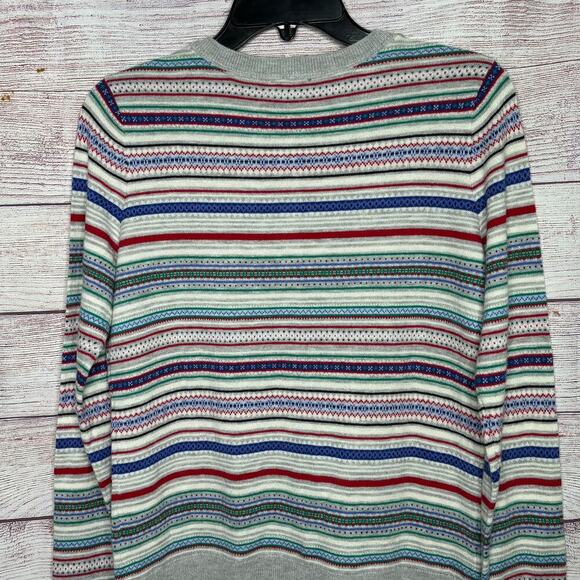 Talbots Fair Isle Lambswool Blend Striped Button Up Cardigan Size Small Petite - Picture 4 of 9